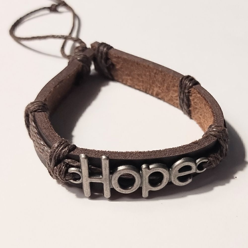 Men's bracelet‎ leather braided hope new d72